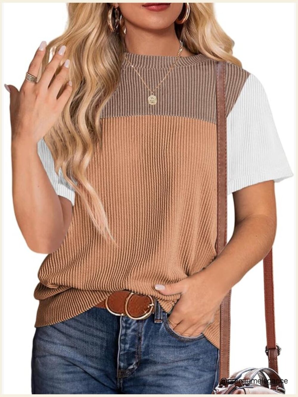 Womens Casual Short Sleeve Color Block Tunic T-Shirt